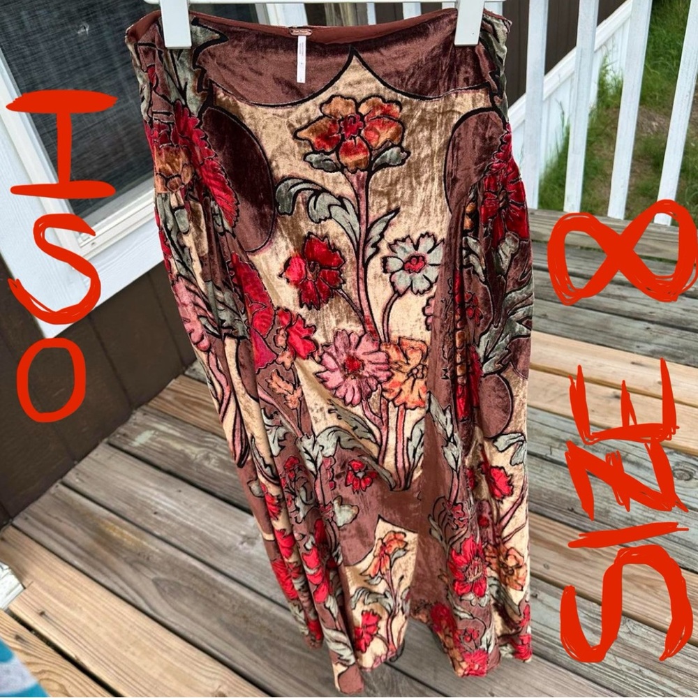 Free People Velvet Petals Maxi Skirt